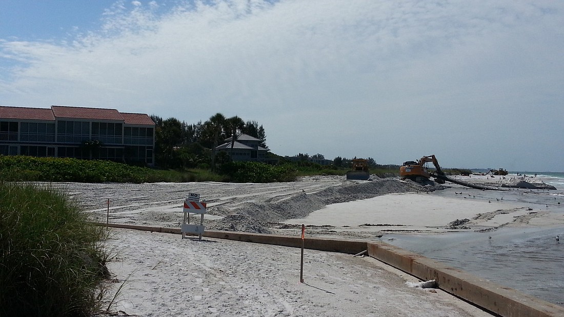 Sand is now being placed south of North Shore Road behind the Longbeach Periwinkle condominium building,