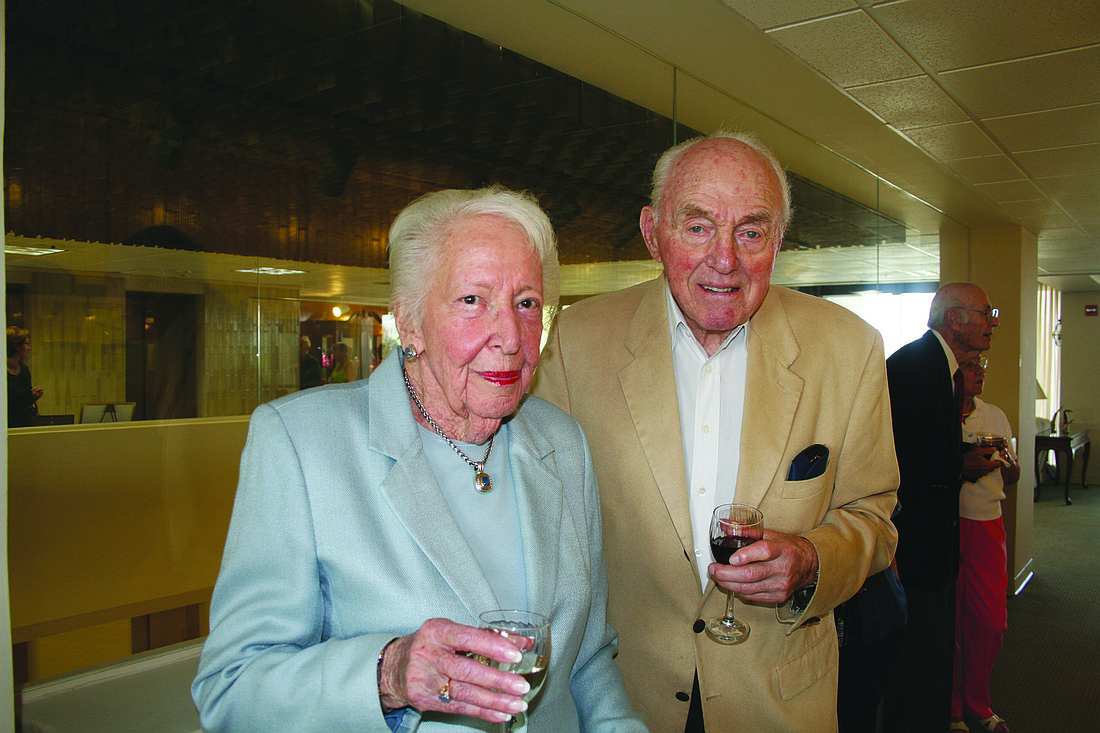 Lew Pollock, right, with his wife of 72 years, Peggy