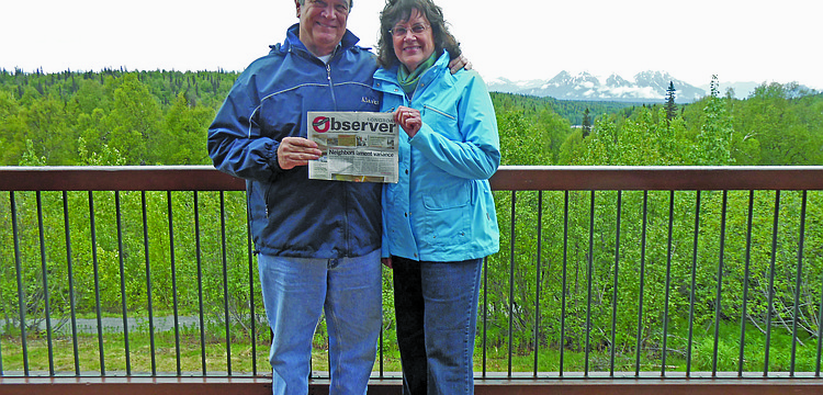 ALASKAN ANNIVERSARY. Longboaters Terry and Jean Griffin celebrate their 50th wedding anniversary in the Denali National Park, Alaska.