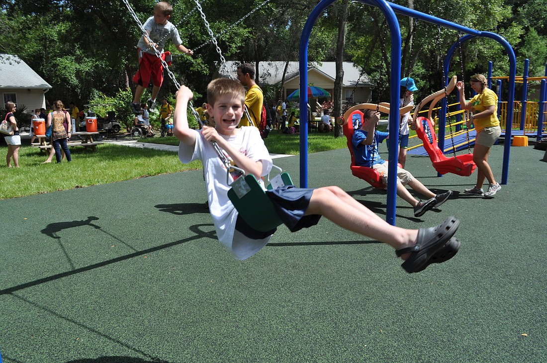 Eight-year-old Jacob Micca says he likes the swings and the monkey bars best.