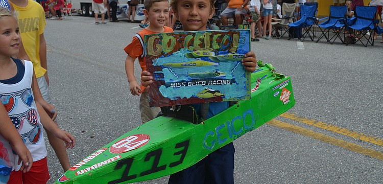 Michael Fesko wears a homemade costume for the parade.