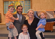 Rabbi Michael Werbow with wife, Melissa, and children Lev, Maya and Asher