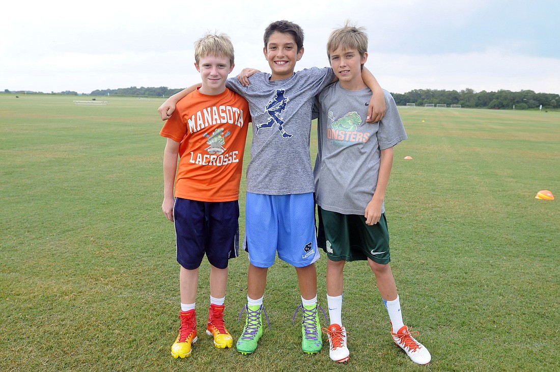 Courtesy photo Connor Rice, Stephen Markowski and Hayden Coakley all play for the Monsters Lacrosse Academy's U11 team.