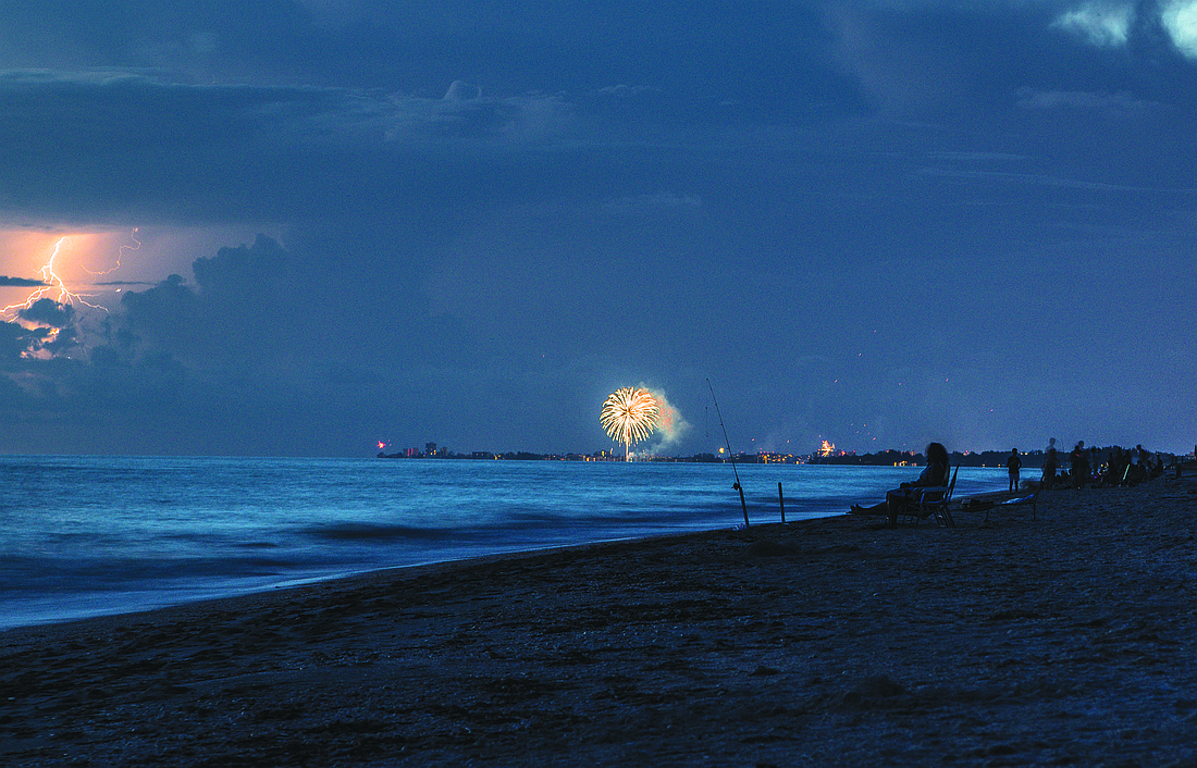 Annamarie Hedekin submitted this photo of Fourth of July fireworks and lightning, taken from Casey Key.