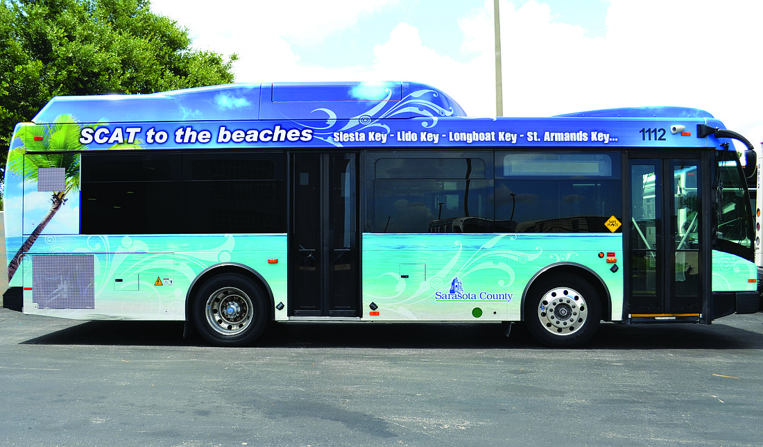 Photo by Jessica Salmond. Six SCAT buses will sport a new "island" theme as part of SCAT's new visibility campaign. The campaign will officially launch on Saturday, July 12, although one bus ran in the Fourth of July parade.