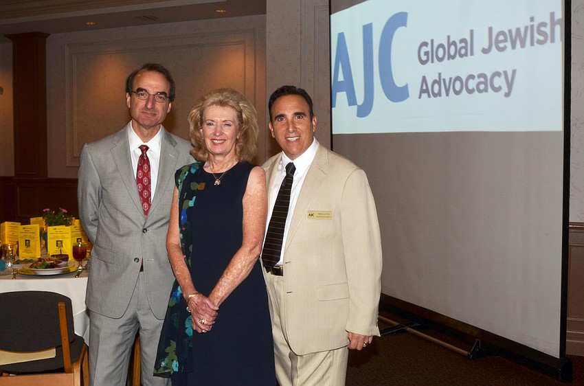 Keynote Speaker Jason Isaacson, AJC West Coast Florida Regional President Anne Virag and AJC West Coast Florida Regional Director Brian Lipton