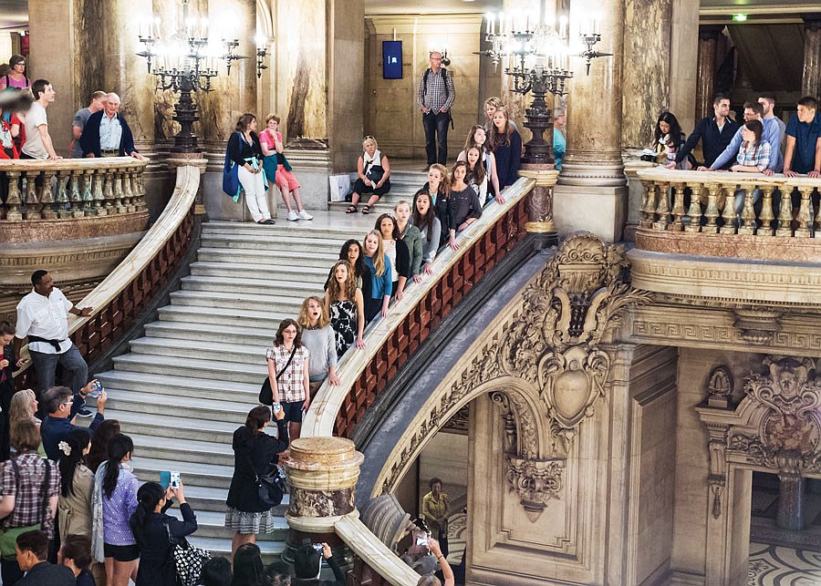 SYV sings on the staircase at the Opera Garnier. Courtesy photos.