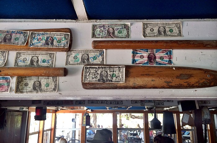 Mar Vista Dockside Restaurant & Pub staffers removed $1,200 from the walls to donate toward Austin Goncalves' medical bills. (Heather Merriman)