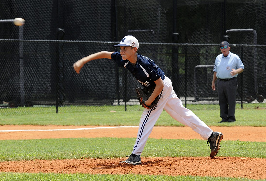 Photo by Jen Blanco Jaden Stockton, 10, got the call on the mound during the Manatee Cal Ripken 9U All-Star team's 13-5 victory against Fort Lauderdale.