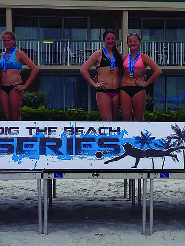 Courtesy photo Kahlee York and Margo Schnapf won the 16 Open division at the Dig the Beach series event May 31 through June 1.