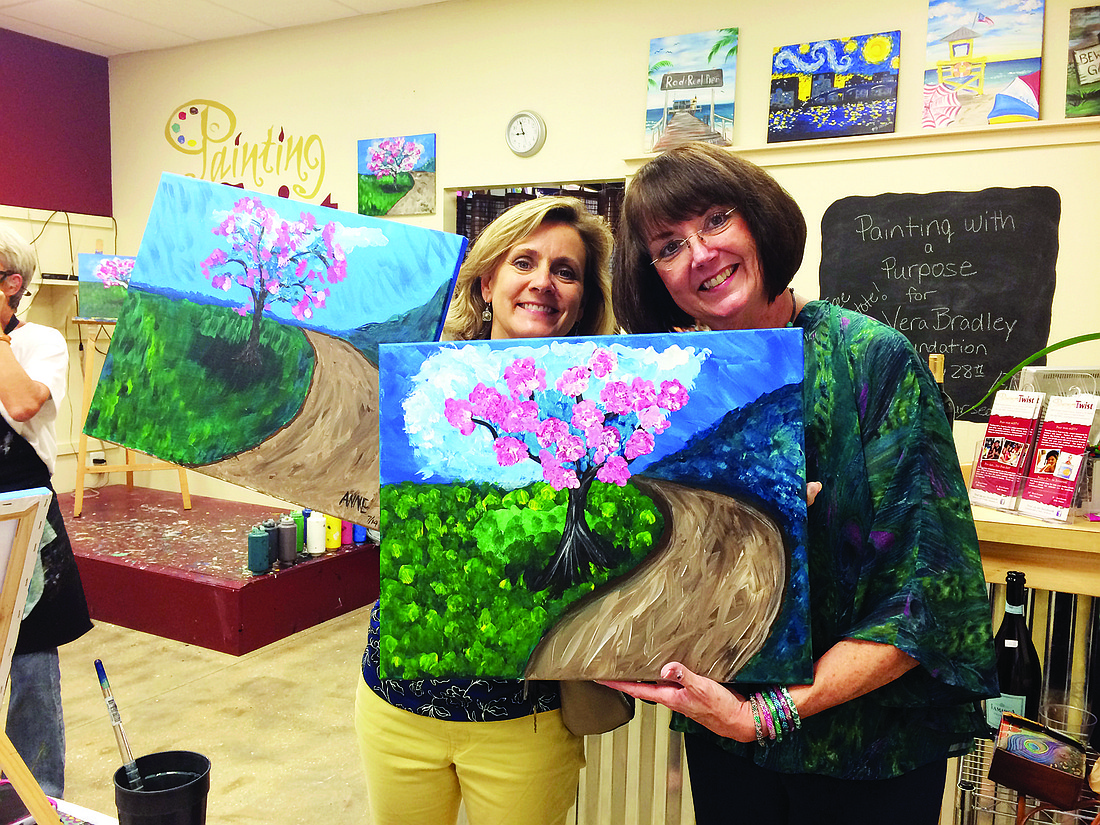 Courtesy photo Anne McFall and Barbara LaMotte with their masterpieces.