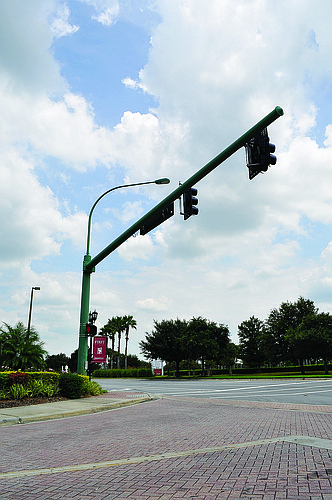 Pam Eubanks The traffic signals installed at the entrance of Edgewater, at University Parkway, will be similar to signals at Lakewood Ranch Boulevard at the entrance to Lakewood Ranch Main Street.