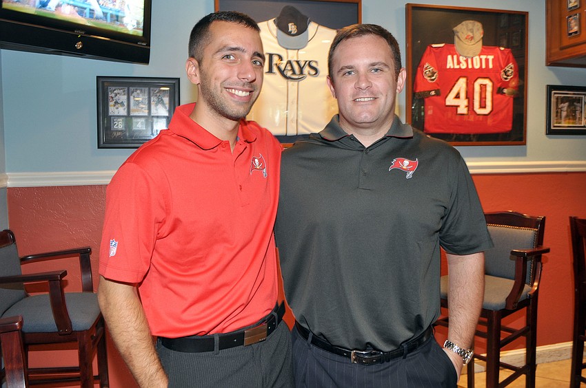 Guest speakers Ryan Popovich and Paul Badertscher, Tampa Bay Buccaneers, discussed Bucs membership options at the luncheon.