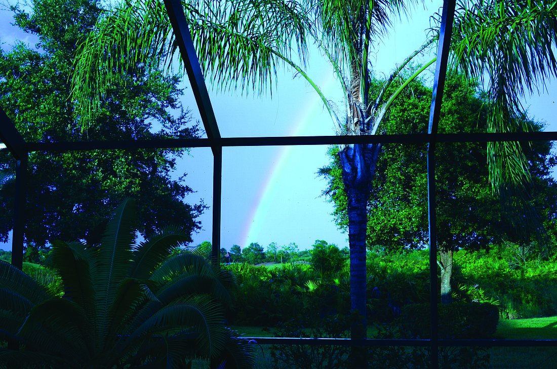 Dorothy Gucker submitted this photo of a rainbow seen through her lanai in Lakewood Ranch.