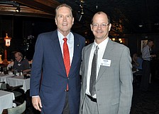 Featured speaker Congressman Vern Buchanan and Sarasota Kiwanis Club president John Moore