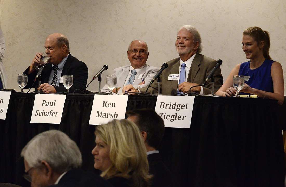 Candidates for the District One Sarasota County School Board seat answered questions from the Tiger Bay Club members at Michel's On East.
