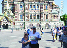 CRUISE NEWS. Nancy and Geoffrey Vavra read their East County Observer in front of the Church of the Savior on Spilled Blood in St. Petersburg, Russia. The couple enjoyed the stop as part of a 25-day Baltic cruise.