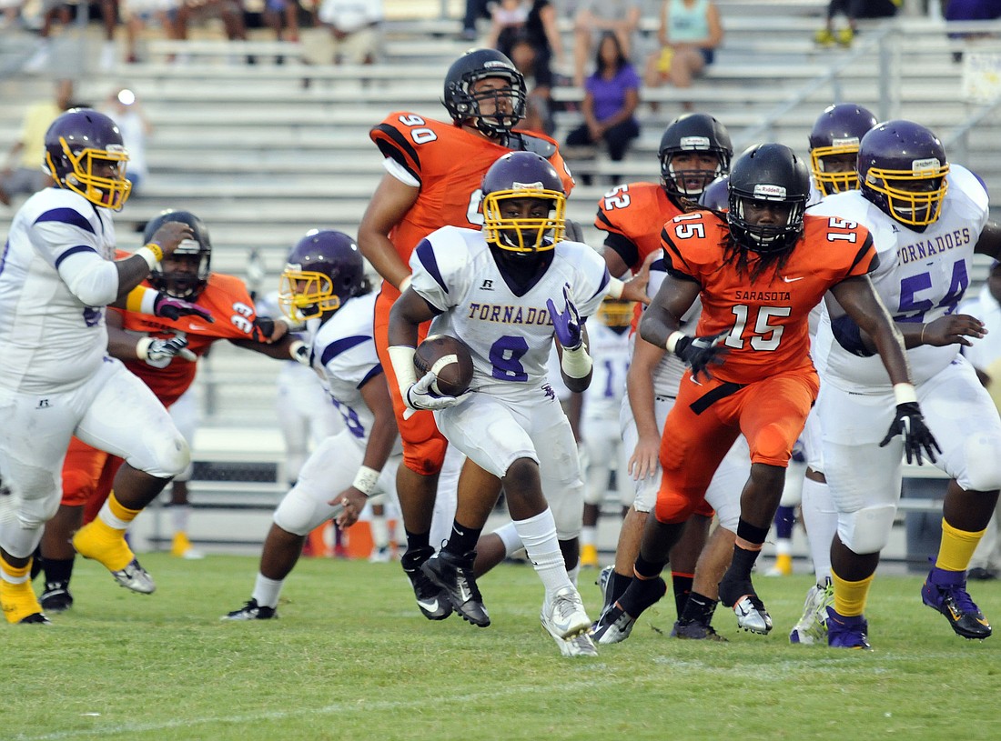 Booker running back Jamal Benson scored a pair of touchdowns on runs of 23 and 5 yards.