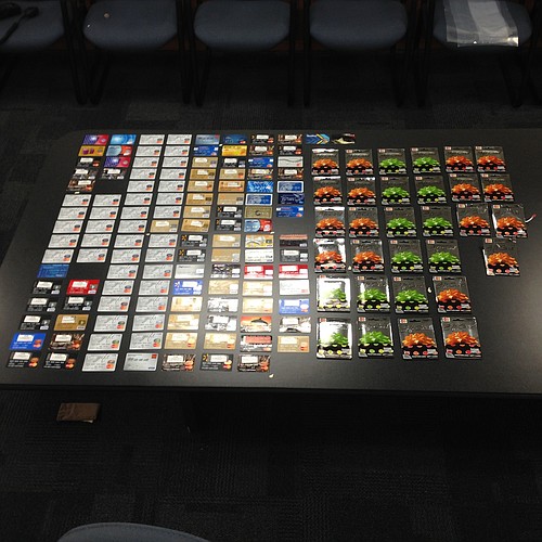 Deputies found 83 credit cards and 43 gift cards in the vehicle. Photo courtesy of Sarasota County Sheriff's Office.