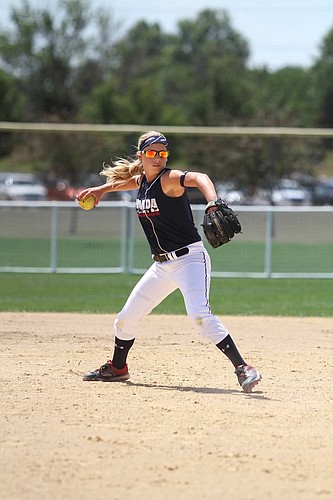 Braden River junior shortstop Kinsey Goelz fields a ball during a college showcase tournament. Courtesy photo