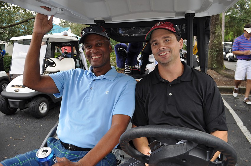 Randy Hodo and Chris Murnen prepare for the shotgun start.