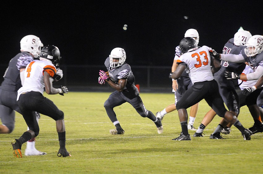 Braden River junior running back Jaylin Austin scored the Pirates final touchdown of the night on an 84-yard run in the fourth quarter.