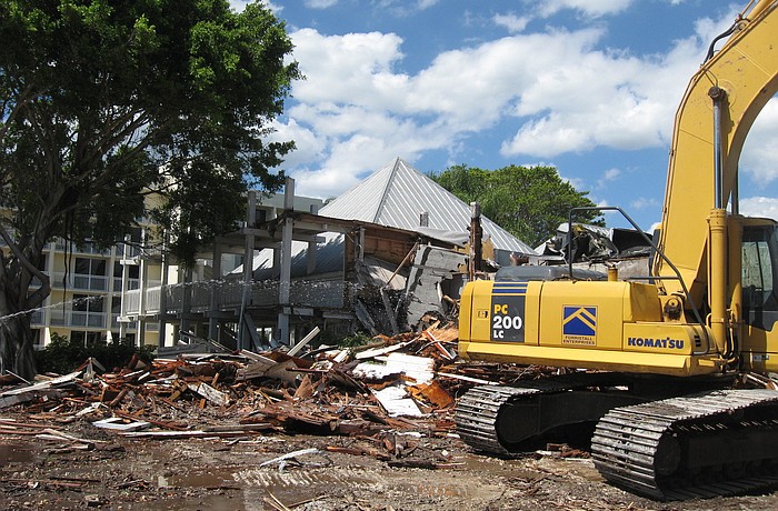 Demolition of the former Longboat Key Hilton Beachfront Resort's restaurant building began in late August. Courtesy photo