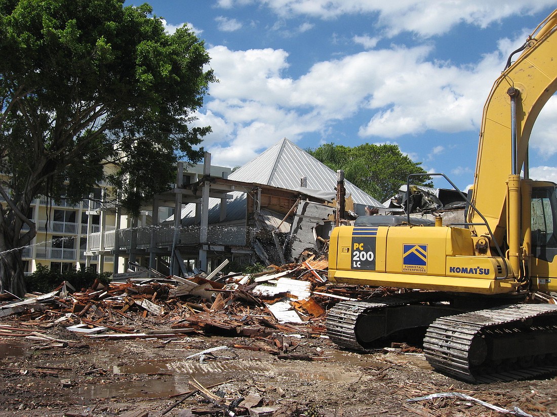 Demolition of the former Longboat Key Hilton Beachfront Resort's restaurant building began in late August. Courtesy photo