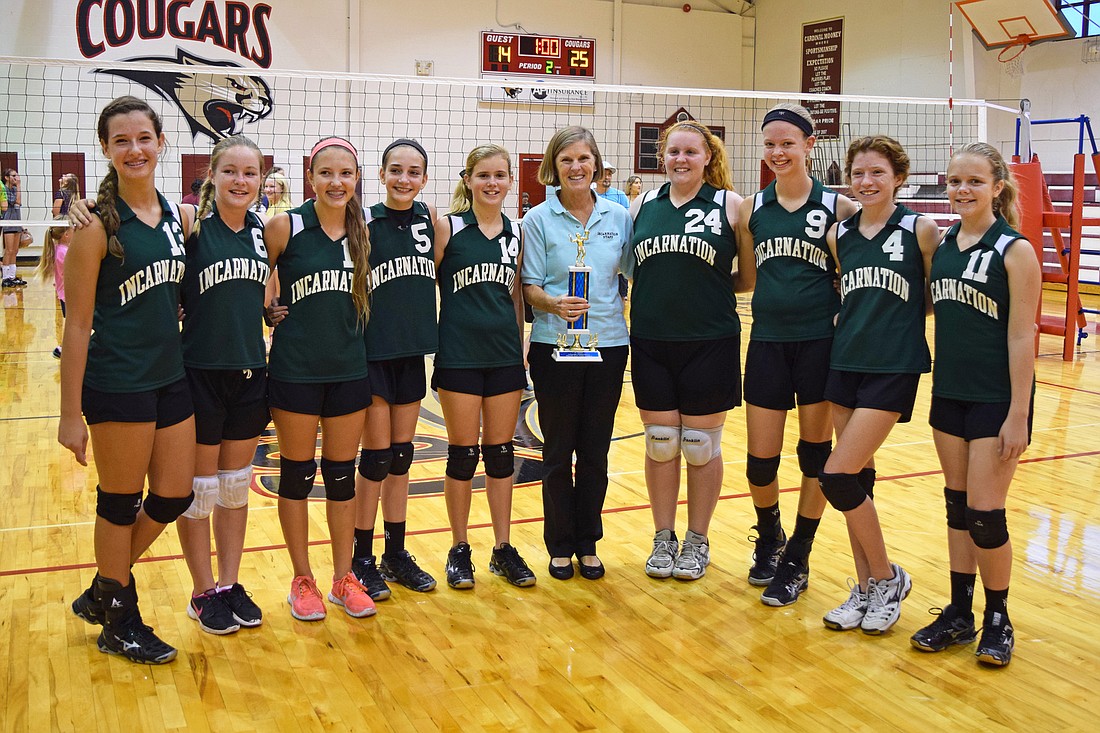 The Incarnation Middle School volleyball team recently won its division championship.