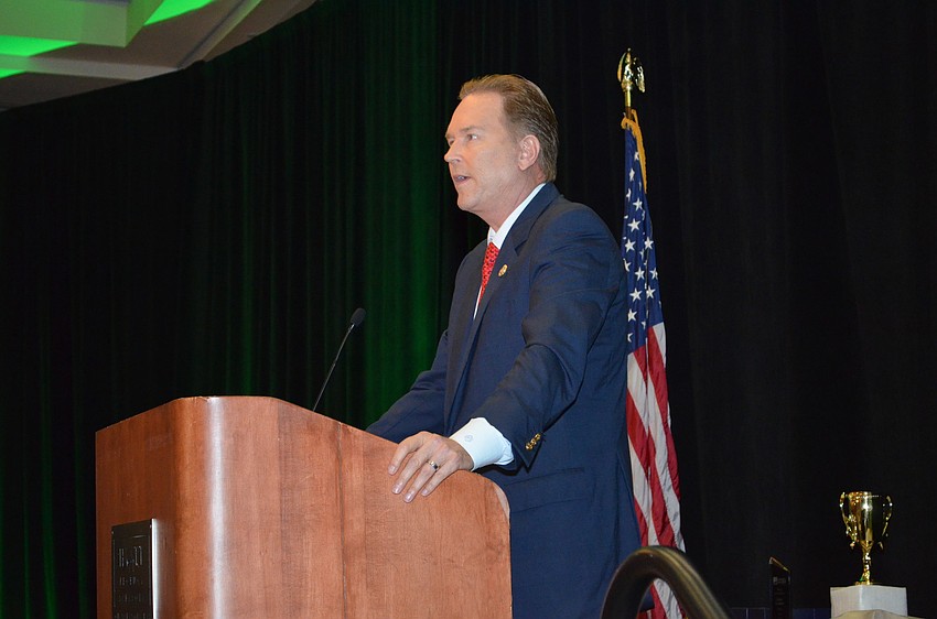 Rep. Vern Buchanan addresses guests at the Salute to Business luncheon.