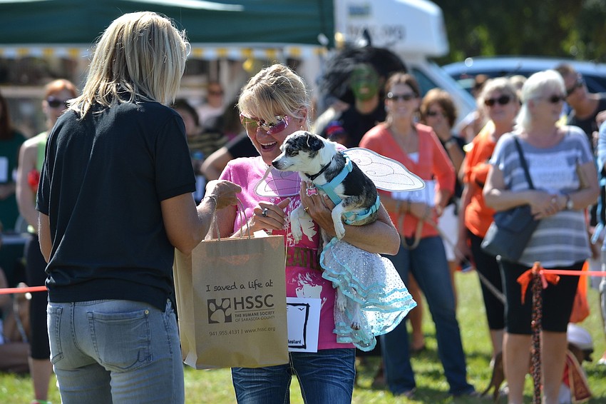 Tinkerbell dressed as Tinkerbell took home the prize for cutest in the Howl-o-Ween Pet Contest on Wednesday.