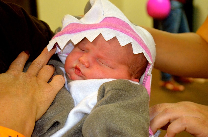 At two days old, Hailyn Giacomel is the youngest attendee of the fall festival.