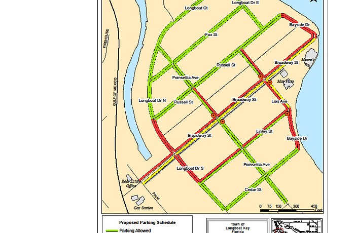 The map reflects the parking schedule that will take effect in the Longbeach Village later this month.