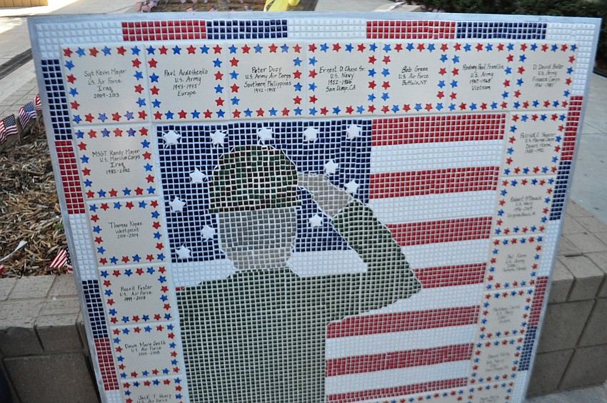 Pictured is the school's newest patriotic tile mosaic.