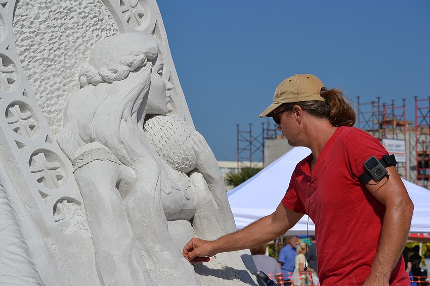 Dan Belcher works on his teamâ€™s entry â€œMother of Dragonsâ€ for the Crystal Classic.