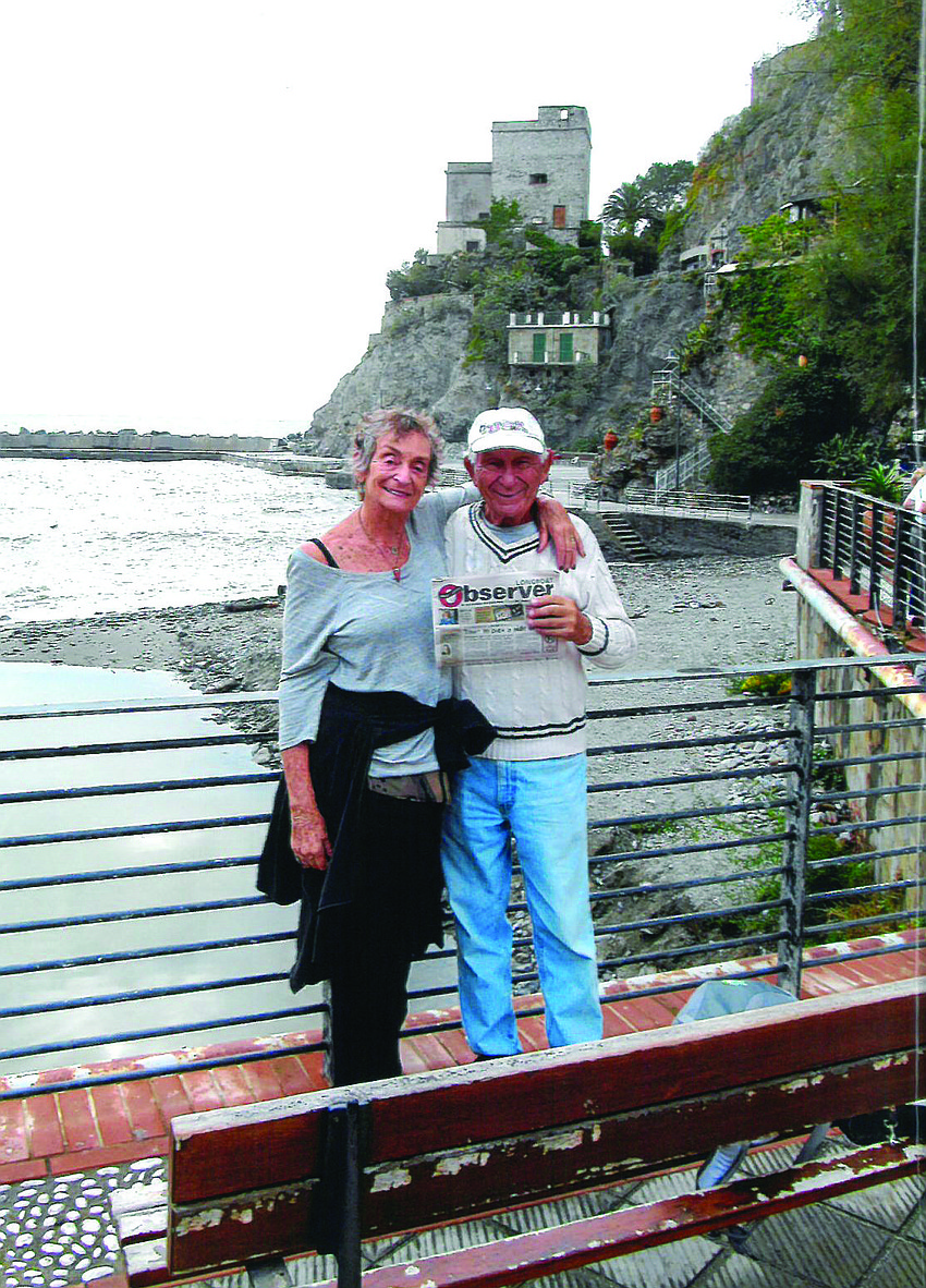 UNDER THE TUSCAN SUN. Joan Shapiro and Abner Swartz took their Longboat Observer along to Lake Garda in northern Italy. The two also enjoyed a tour of Tuscany and an attempt to locate battle areas of World War II.