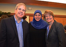 Religious leaders, Rev. Glen Bell, Amani Makarita and Elizabeth Deibert each contributed to the interfaith service program.