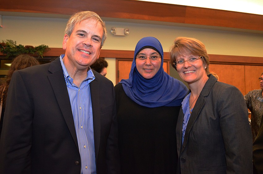 Religious leaders, Rev. Glen Bell, Amani Makarita and Elizabeth Deibert each contributed to the interfaith service program.