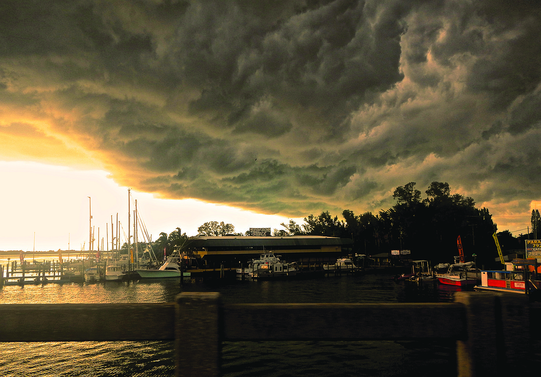 Robin Zoller submitted this photo of storm clouds rolling in over the Seafood Shack near Cortez.