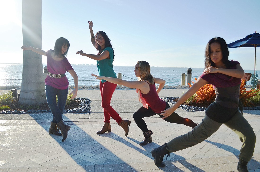 Erin Fletcher, Leymis BolaÃƒÂ±os Wilmott, Melissa Coleman and JoAnna Ursal dance by the movement of the now.