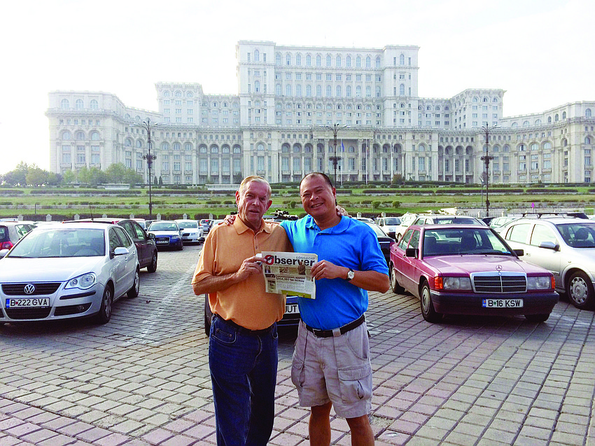 RIVER READERS. Marvin Kocian and Dean Congbalay visited the Palace of the Parliament in Bucharest, Romania. The Longboat Key residents took a riverboat tour on the Danube River from Vienna to Bucharest.