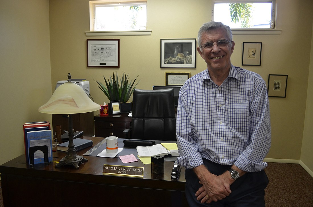 The Rev. Norm Pritchard in his new office at Christ Church.Photo by Kristen Herhold
