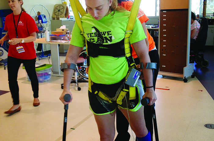 Michelle Donato learns to walk at the Kennedy Krieger Institute in Baltimore.