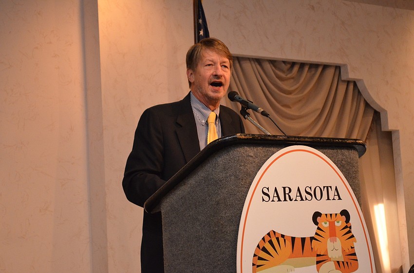 P.J. Oâ€™Rourke addresses guests and gives his satirical approach to current political issues.