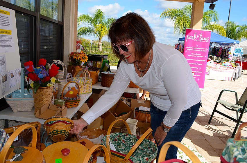 Katie Trefrey browses the basket collection.