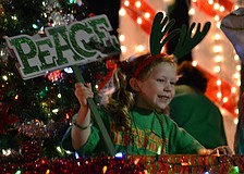 A float made by the Sarasota Tabernacle Christian School made its way down Main Street for the Downtown Sarasota Holiday Parade.