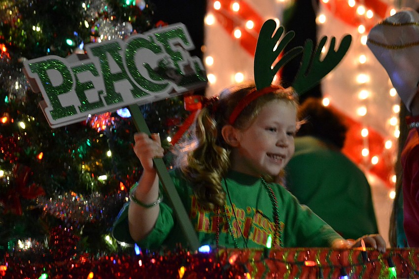 A float made by the Sarasota Tabernacle Christian School made its way down Main Street for the Downtown Sarasota Holiday Parade.