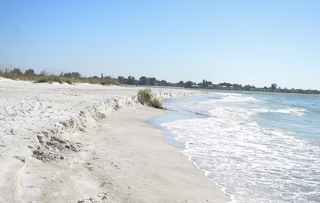 The city hopes to fill in some erosion on Lido beach before the Big Pass dredge renourishment, which will not be completed for several years.