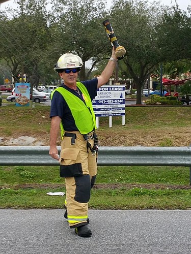 Sarasota County Fire Chief Michael Regnier volunteers for the Fill the Boot fundraiser Sunday. Courtesy photo