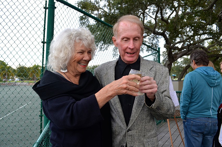 Alice and Wayne Freed cheers to a fun night of tennis.